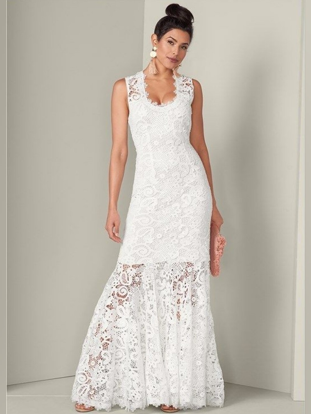 ​NWT Venus White Guipure Lace Mermaid Destination Bridal Dress Size 6